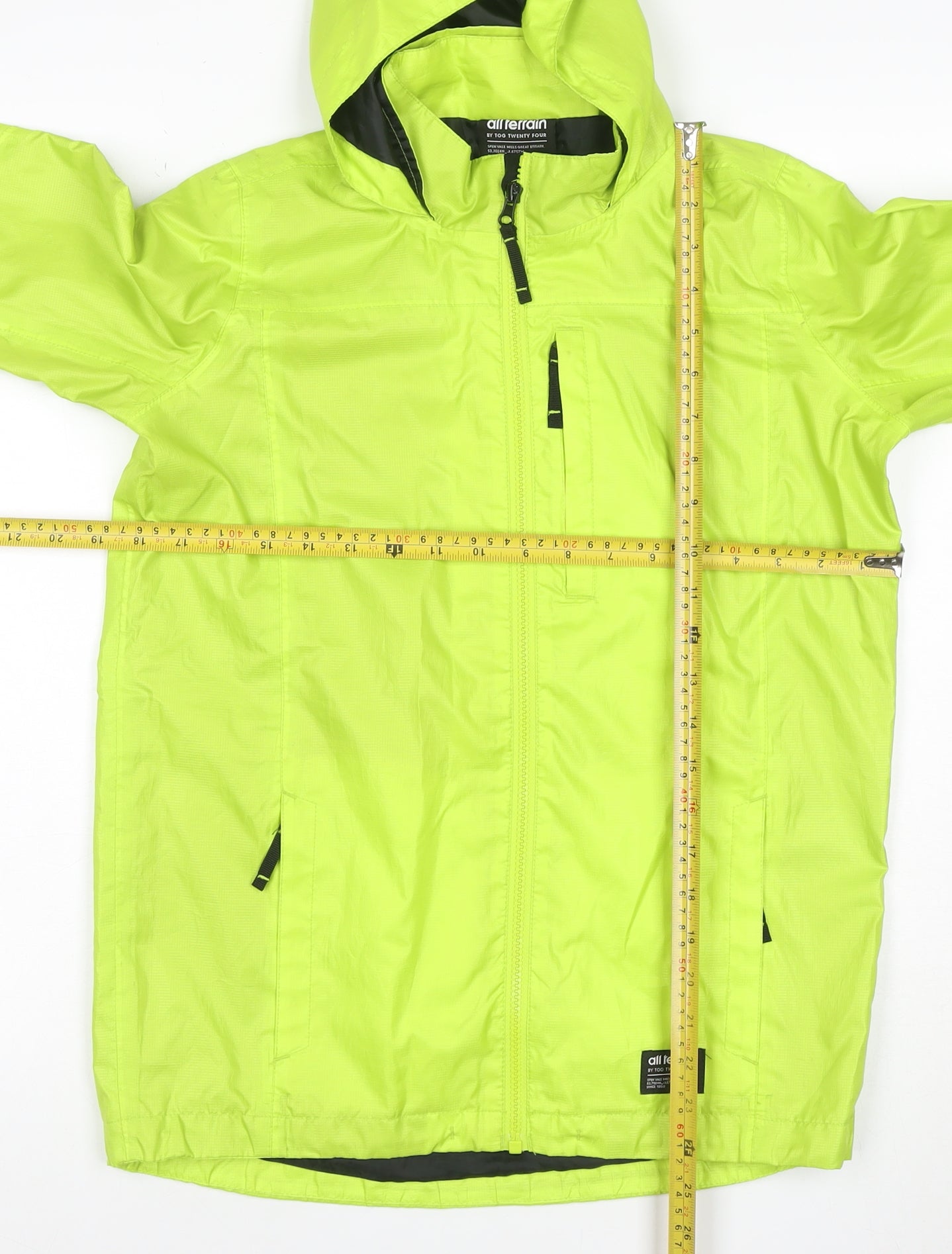 All Terrain Boys Green 13 Years Hooded Ski Jacket Full Zip