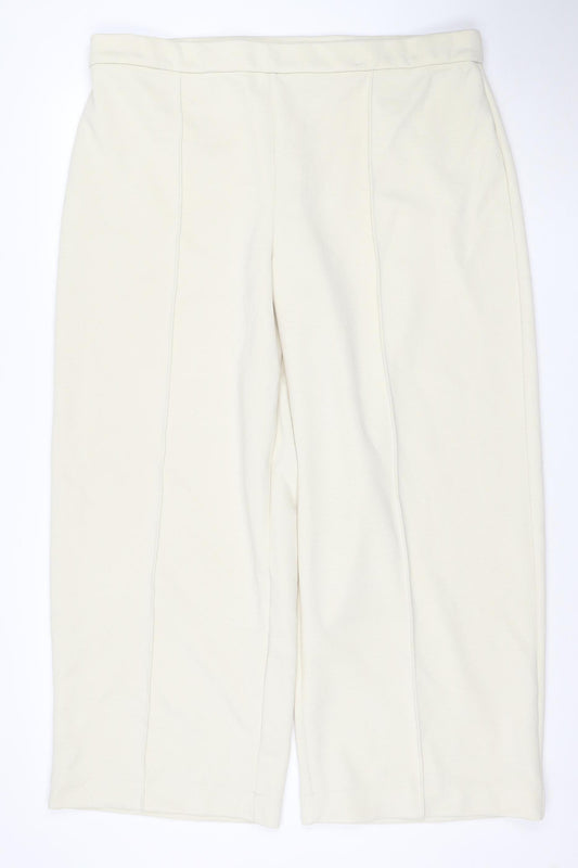 Marks & Spencer Women Ivory Size 22 Regular Wide-Leg Trousers