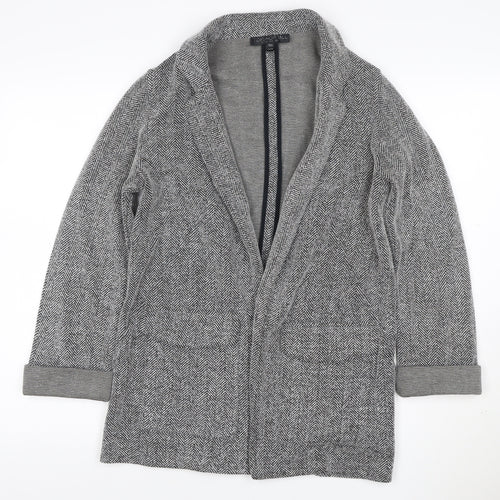 Topshop Tall Women’s Grey Herringbone Knit Open Coatigan UK 8