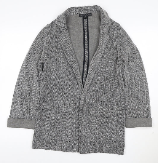 Topshop Tall Women’s Grey Herringbone Knit Open Coatigan UK 8