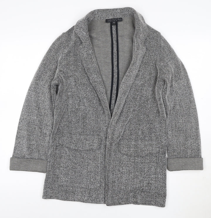 Topshop Tall Women’s Grey Herringbone Knit Open Coatigan UK 8