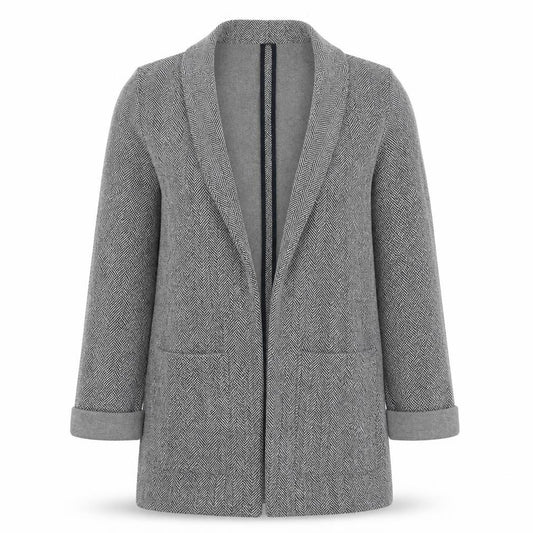 Topshop Tall Women’s Grey Herringbone Knit Open Coatigan UK 8