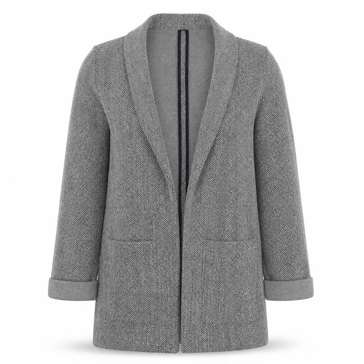 Topshop Tall Women’s Grey Herringbone Knit Open Coatigan UK 8