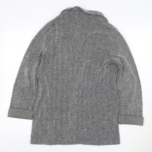Topshop Tall Women’s Grey Herringbone Knit Open Coatigan UK 8