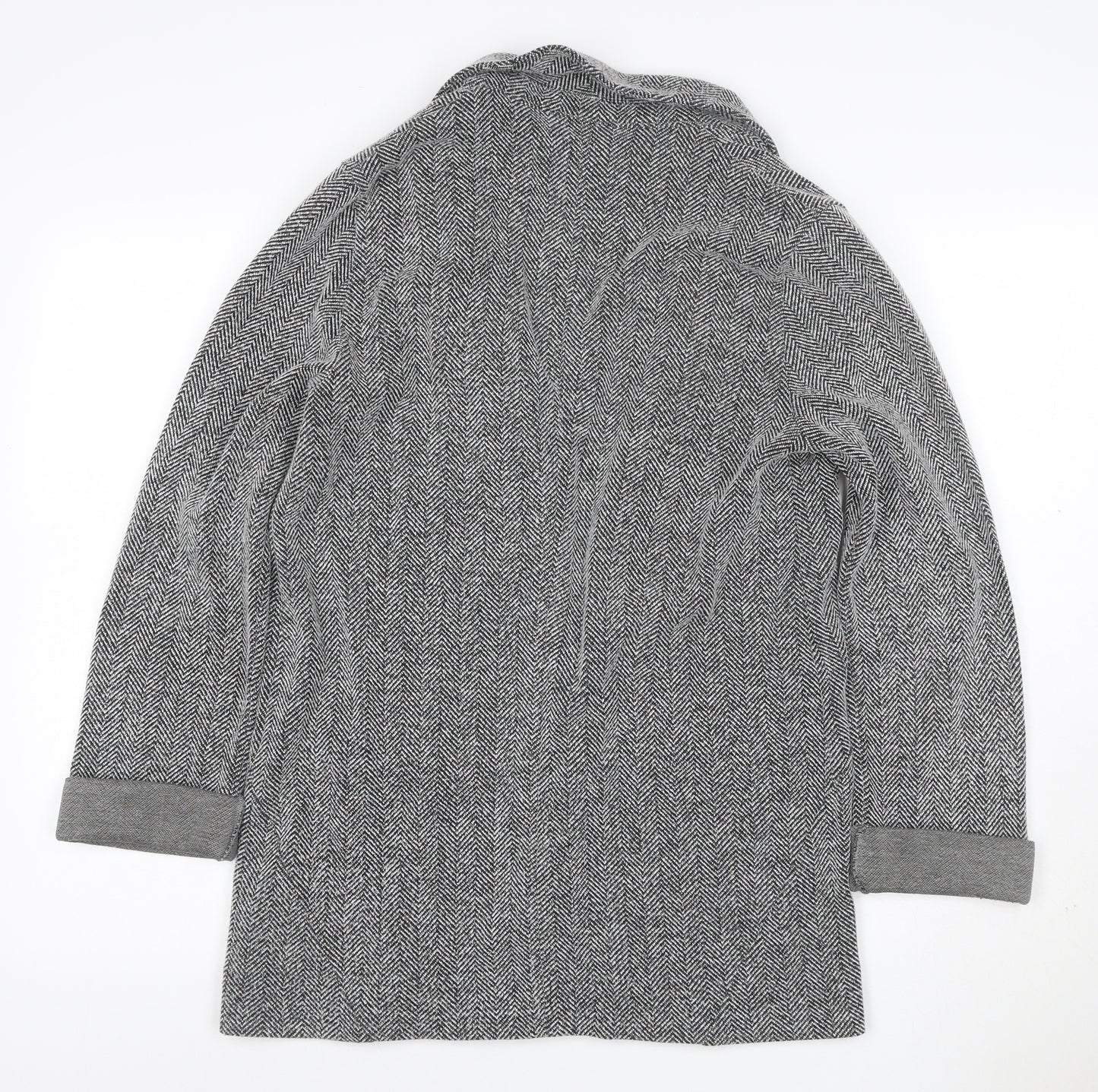Topshop Tall Women’s Grey Herringbone Knit Open Coatigan UK 8