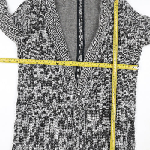 Topshop Tall Women’s Grey Herringbone Knit Open Coatigan UK 8