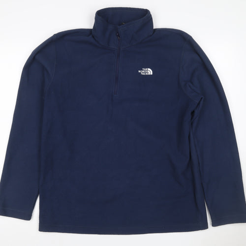 The North Face Men's Navy L 1/4 Zip Fleece Sweatshirt Logo