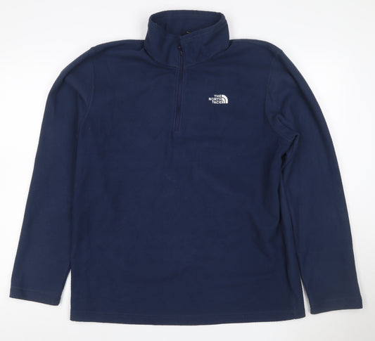 The North Face Men's Navy L 1/4 Zip Fleece Sweatshirt Logo