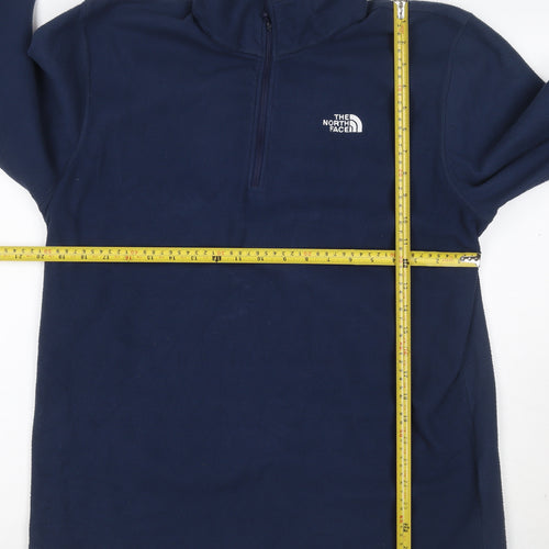The North Face Men's Navy L 1/4 Zip Fleece Sweatshirt Logo
