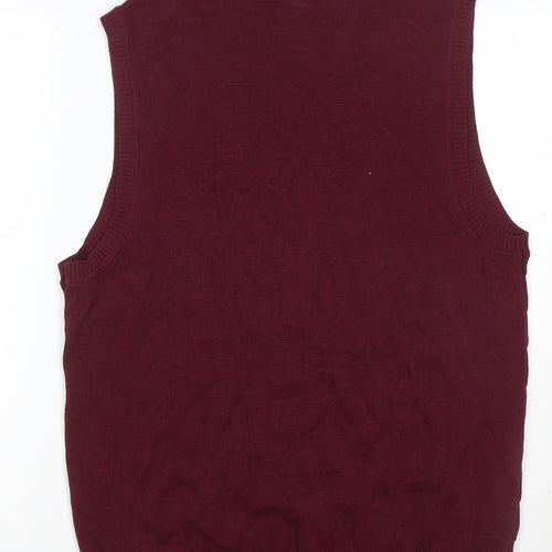 Club Room Men’s Red Cable Knit V-Neck Cotton Jumper Vest Size L