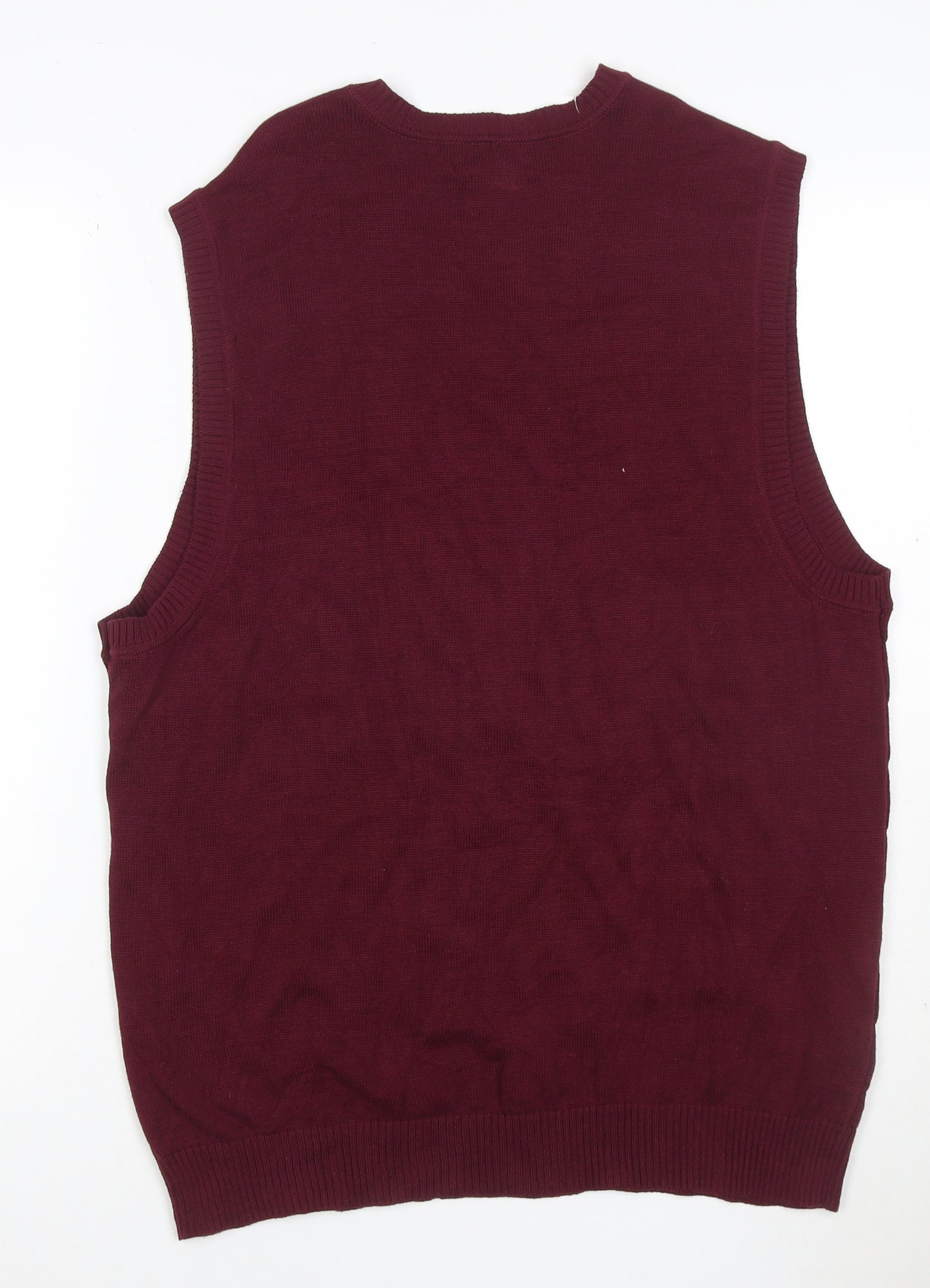 Club Room Men’s Red Cable Knit V-Neck Cotton Jumper Vest Size L