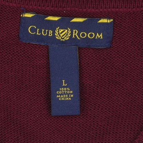 Club Room Men’s Red Cable Knit V-Neck Cotton Jumper Vest Size L