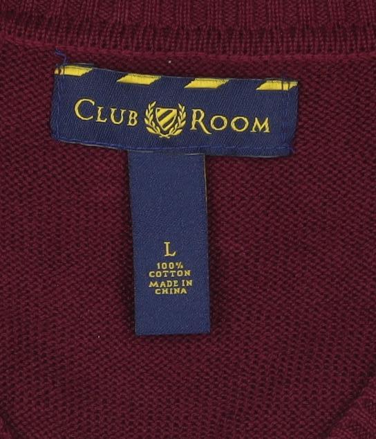 Club Room Men’s Red Cable Knit V-Neck Cotton Jumper Vest Size L