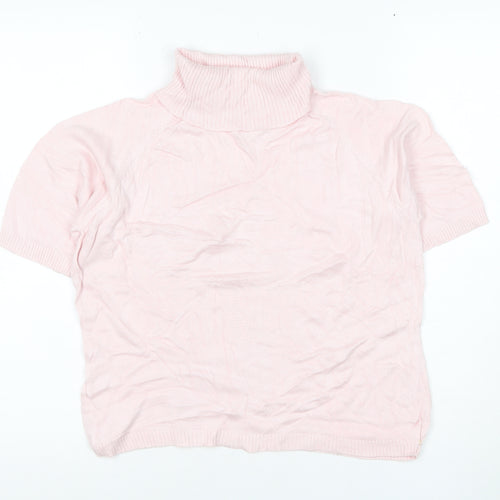 dolores Women Pink UK 10 Bamboo Cotton Roll Neck Jersey Knit Top