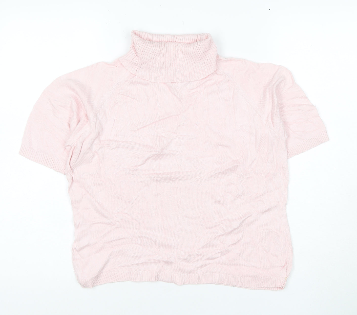 dolores Women Pink UK 10 Bamboo Cotton Roll Neck Jersey Knit Top