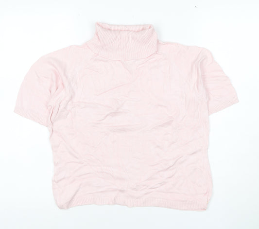 dolores Women Pink UK 10 Bamboo Cotton Roll Neck Jersey Knit Top