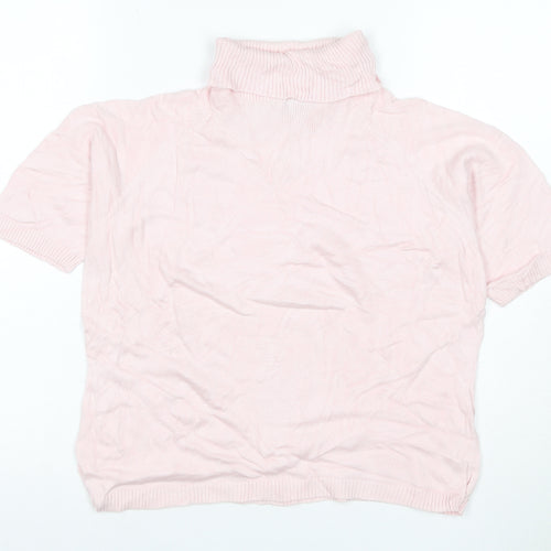 dolores Women Pink UK 10 Bamboo Cotton Roll Neck Jersey Knit Top