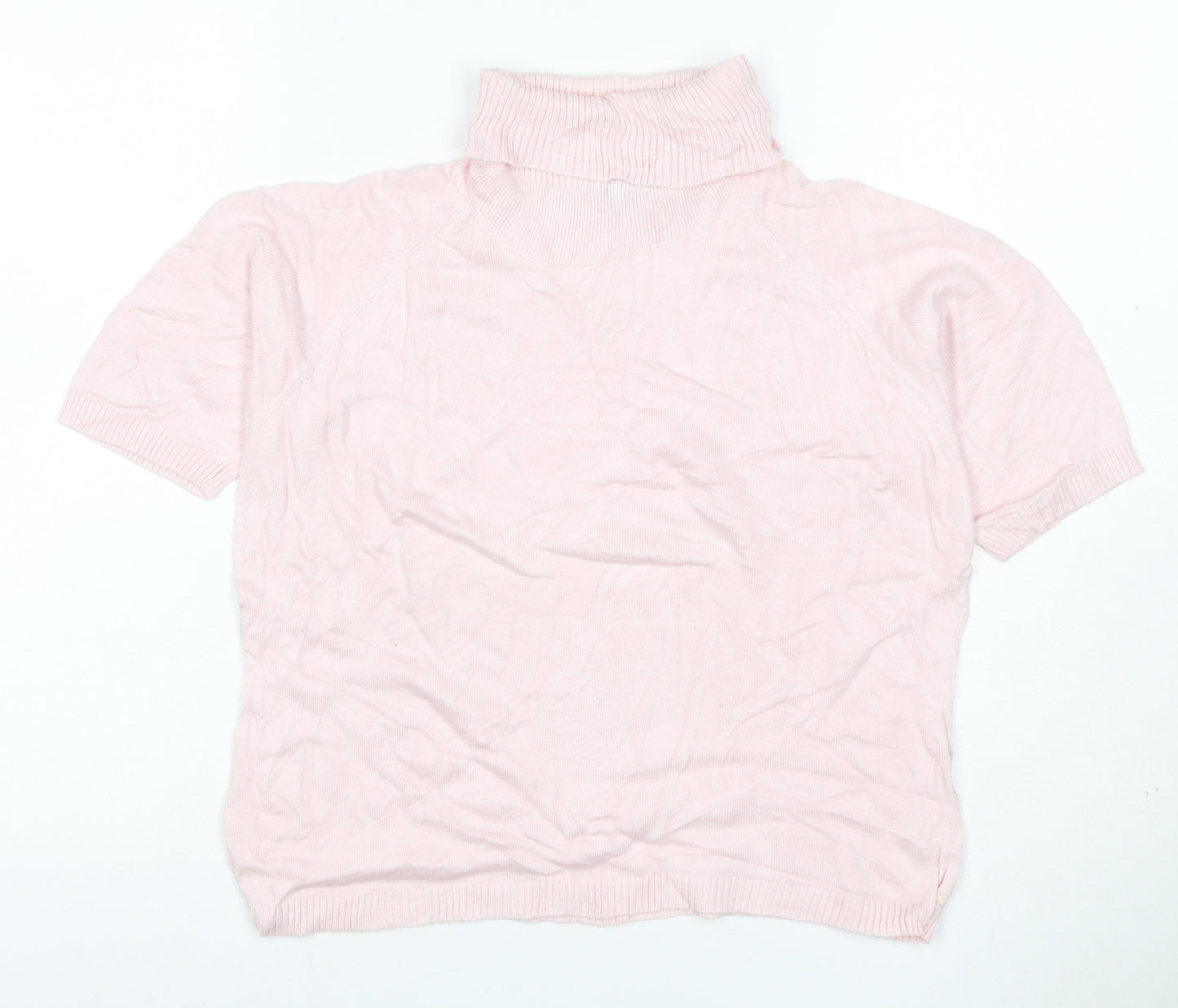 dolores Women Pink UK 10 Bamboo Cotton Roll Neck Jersey Knit Top