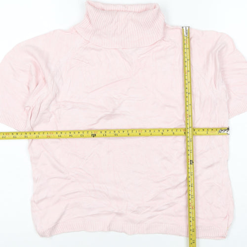 dolores Women Pink UK 10 Bamboo Cotton Roll Neck Jersey Knit Top