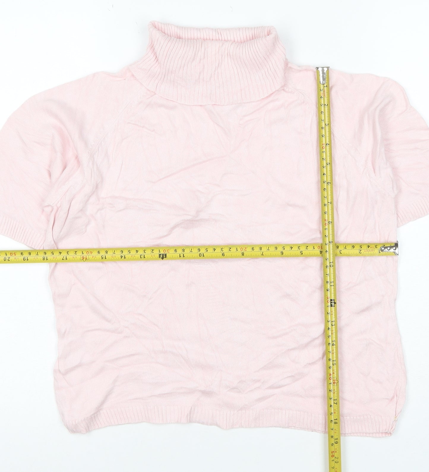 dolores Women Pink UK 10 Bamboo Cotton Roll Neck Jersey Knit Top