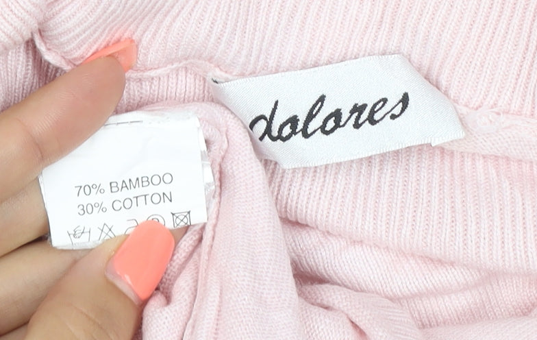 dolores Women Pink UK 10 Bamboo Cotton Roll Neck Jersey Knit Top