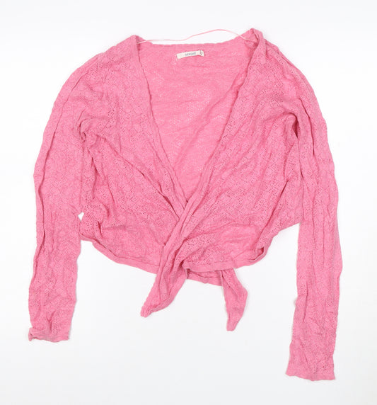 Seasalt Women Pink UK 10 Treloyhan Open Knit Tie Front Cardigan