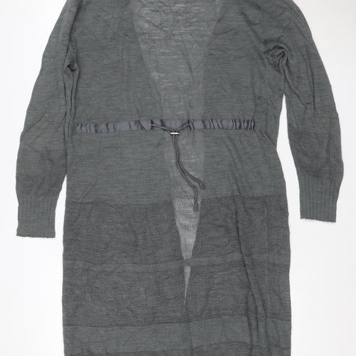 Next Women Grey UK 12 Open Knit Drawstring Tunic Jumper