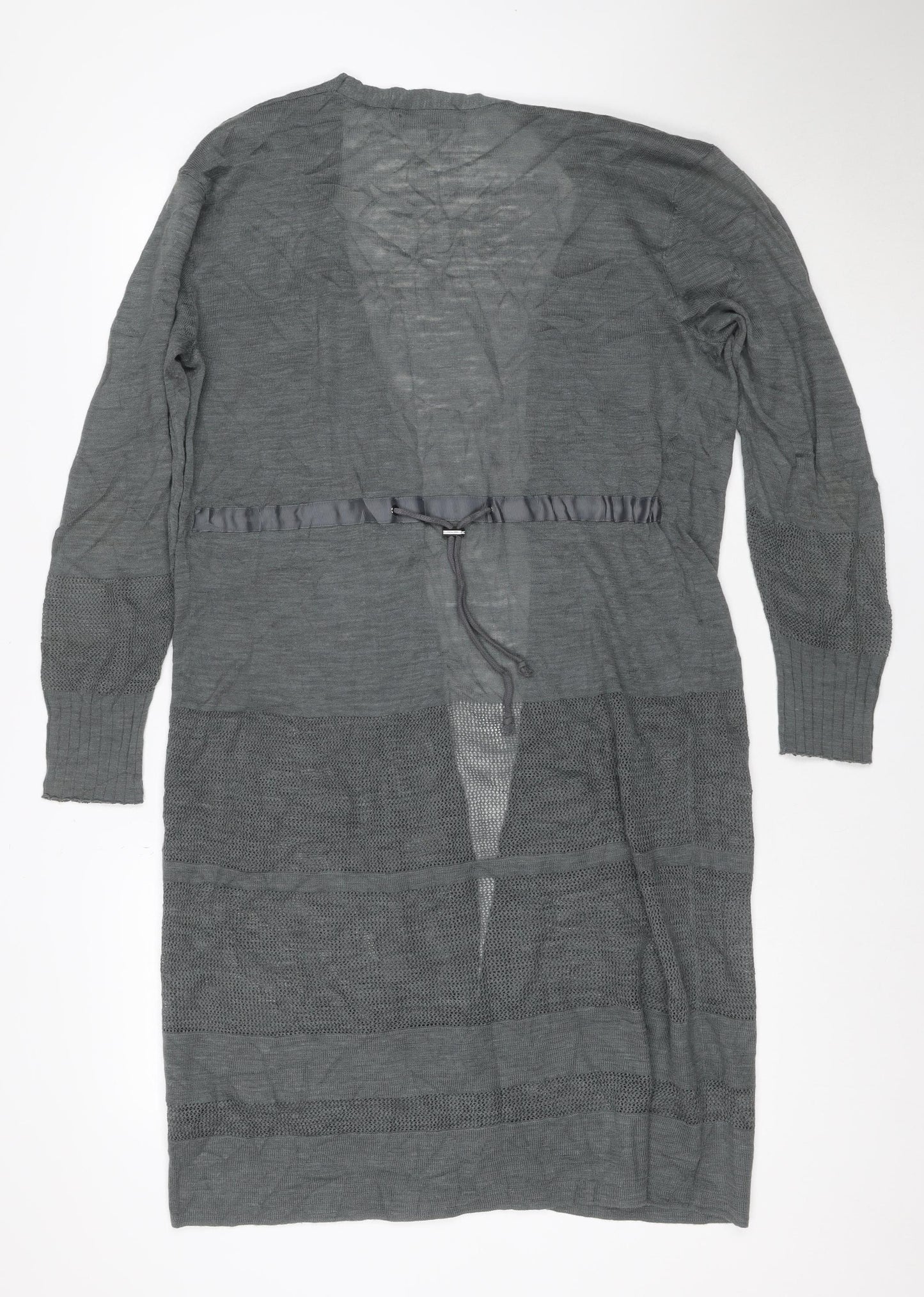 Next Women Grey UK 12 Open Knit Drawstring Tunic Jumper