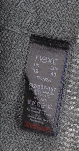 Next Women Grey UK 12 Open Knit Drawstring Tunic Jumper