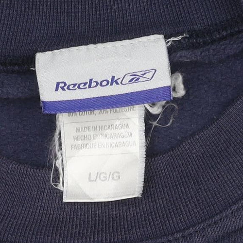 Reebok Men’s L Grey Navy Denver Broncos Graphic Pullover Sweatshirt
