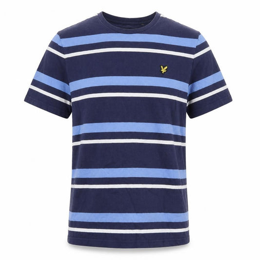 Lyle & Scott Men's Blue L Striped Crew Neck Logo T-Shirt