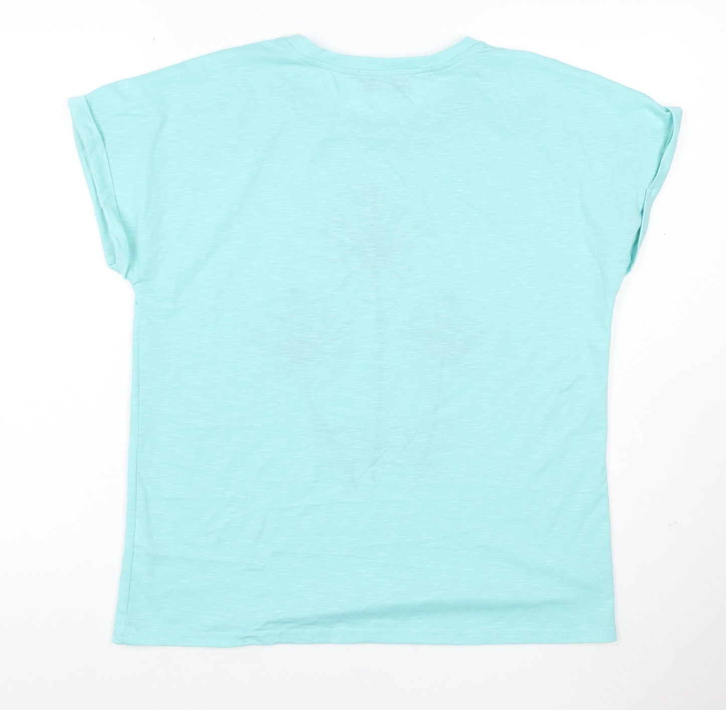 Mudflower Women Blue Size 12 Floral Quote Cap Sleeve T-Shirt