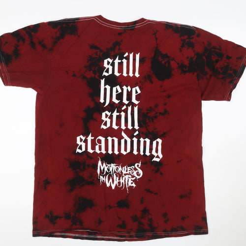 Vakate Men’s Red Black Tie Dye Graphic Print Cotton Large Goth T-Shirt