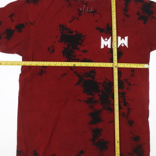 Vakate Men’s Red Black Tie Dye Graphic Print Cotton Large Goth T-Shirt