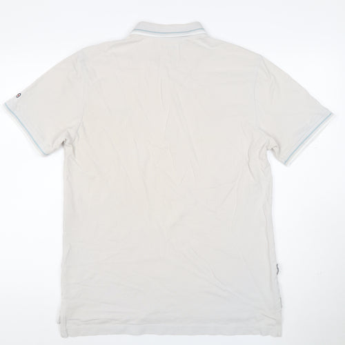 Lambretta Men’s Ivory XL Cotton Logo Polo Shirt Contrast Trim