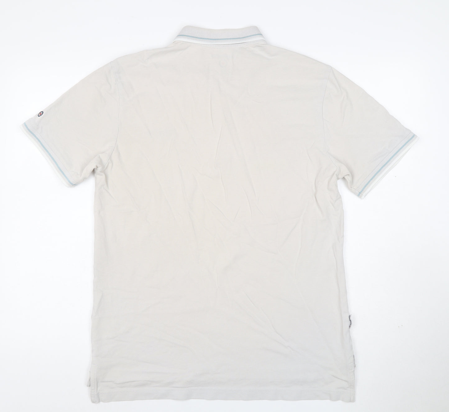 Lambretta Men’s Ivory XL Cotton Logo Polo Shirt Contrast Trim