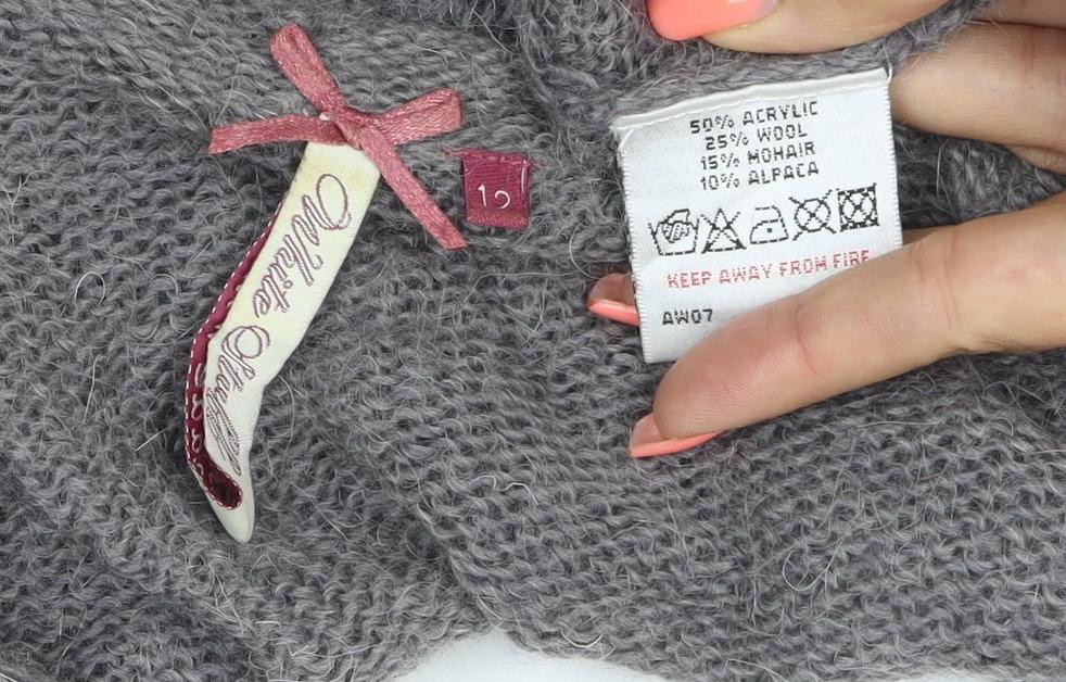 White Olive Women Grey S Angora Wool Alpaca Open Wrap Cardigan Knit