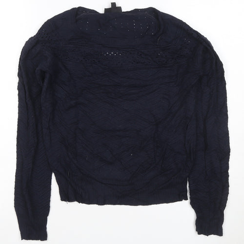 Topshop Women’s Navy Blue UK 10 Crew Neck Open Knit Jumper