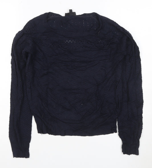 Topshop Women’s Navy Blue UK 10 Crew Neck Open Knit Jumper