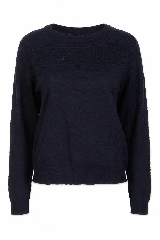 Topshop Women’s Navy Blue UK 10 Crew Neck Open Knit Jumper