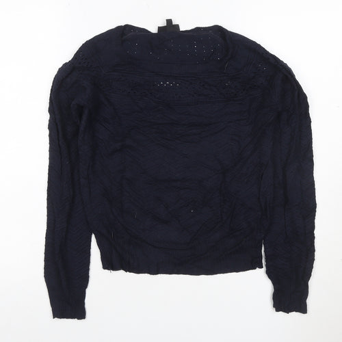 Topshop Women’s Navy Blue UK 10 Crew Neck Open Knit Jumper