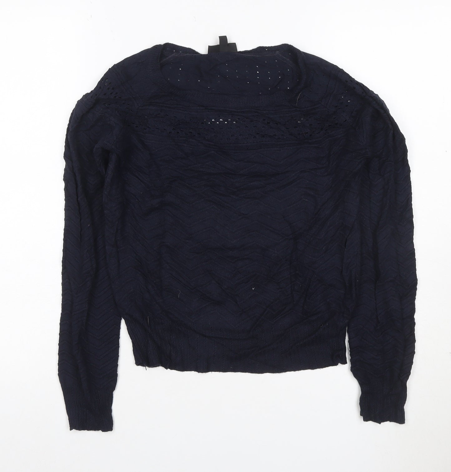 Topshop Women’s Navy Blue UK 10 Crew Neck Open Knit Jumper