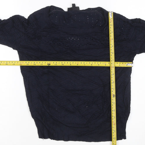 Topshop Women’s Navy Blue UK 10 Crew Neck Open Knit Jumper