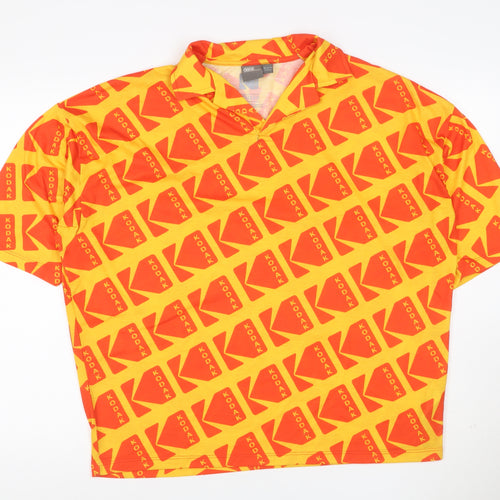 ASOS Men’s Yellow Kodak Logo Graphic 1/4 Zip Polo Shirt Size S