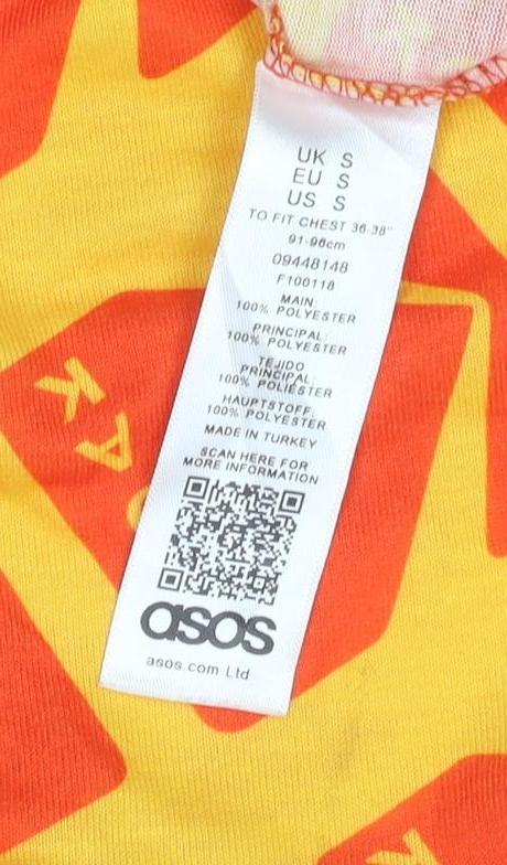 ASOS Men’s Yellow Kodak Logo Graphic 1/4 Zip Polo Shirt Size S