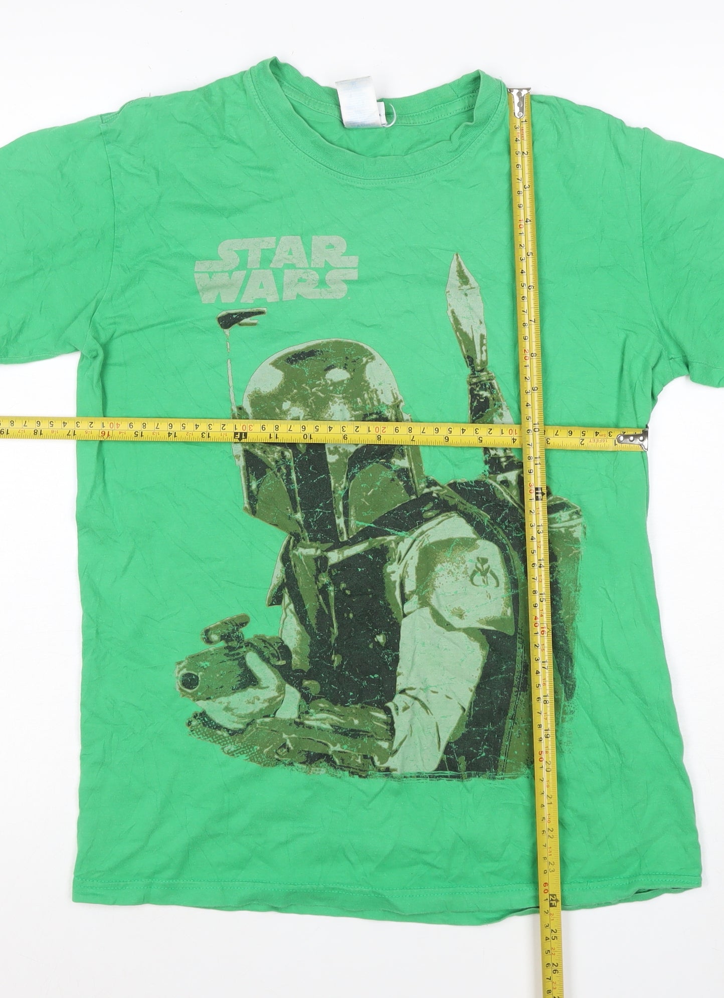 Star Wars Teens Green M Boba Fett Graphic Print Crew Neck T-Shirt