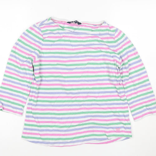 Crew Clothing Company Women Multicoloured Stripe Jersey Top UK 12 3/4 Sleeve