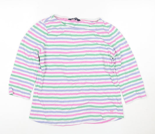 Crew Clothing Company Women Multicoloured Stripe Jersey Top UK 12 3/4 Sleeve
