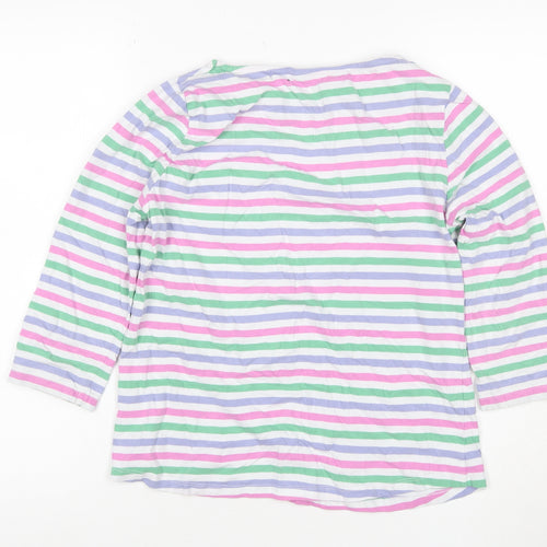 Crew Clothing Company Women Multicoloured Stripe Jersey Top UK 12 3/4 Sleeve