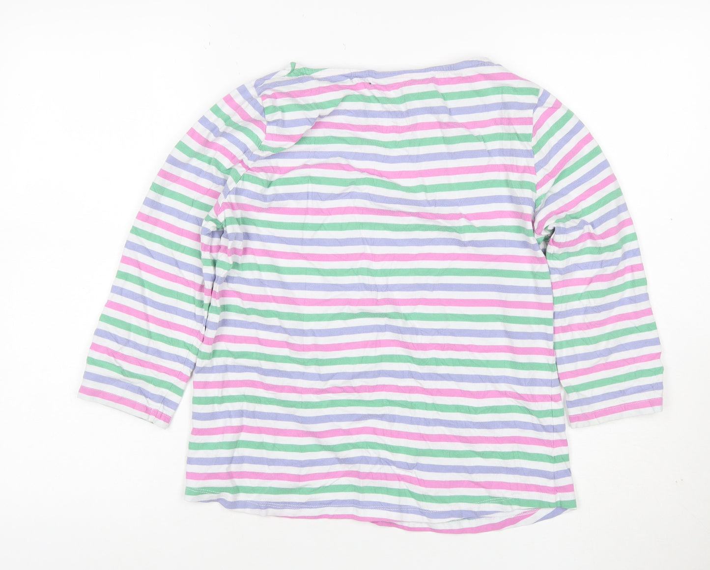 Crew Clothing Company Women Multicoloured Stripe Jersey Top UK 12 3/4 Sleeve